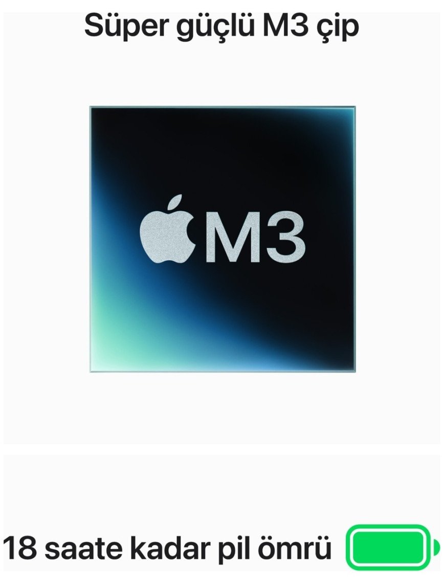 Apple MacBook Air M3 24GB 512GB SSD macOS 13" Taşınabilir Bilgisayar Gece Yarısı MC8Q4TU/A